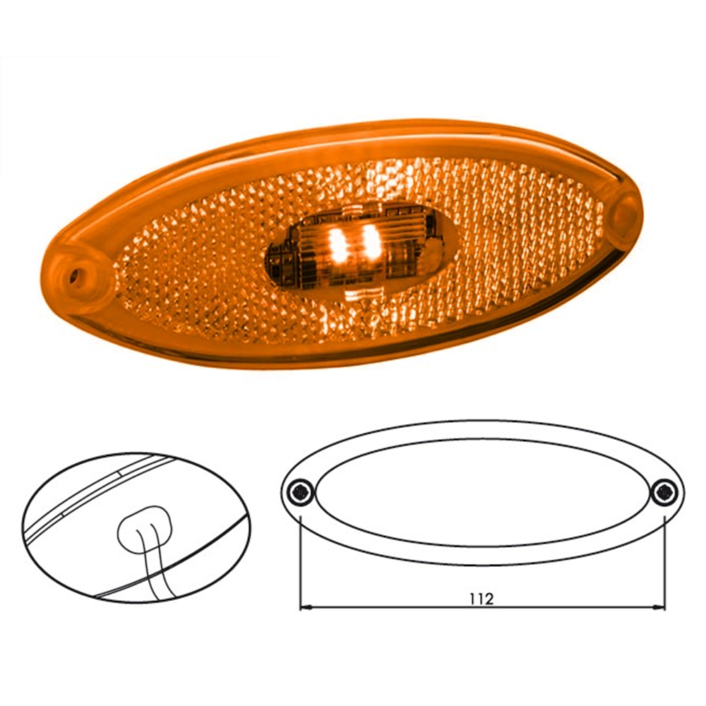 Lanterna Lateral Âmbar Oval com Led Bivolt Sinalsul 2041AM