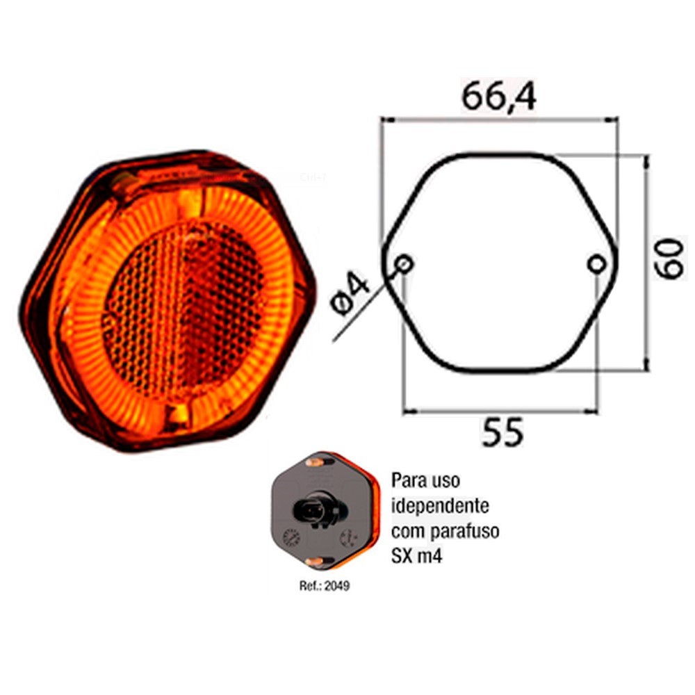 Lanterna Lateral Led com Guia Luz Amarela Sinalsul 2049AM