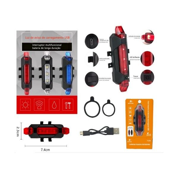 Lanterna para Bicicleta 3 Leds Peining P216