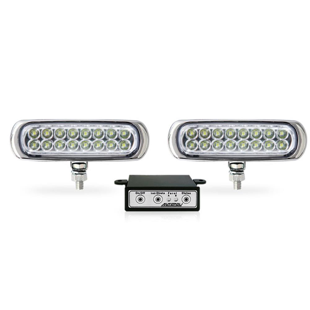 Lanterna Strobo Slim 16 Leds Vermelho Corpo Preto 12V Autopoli AP951