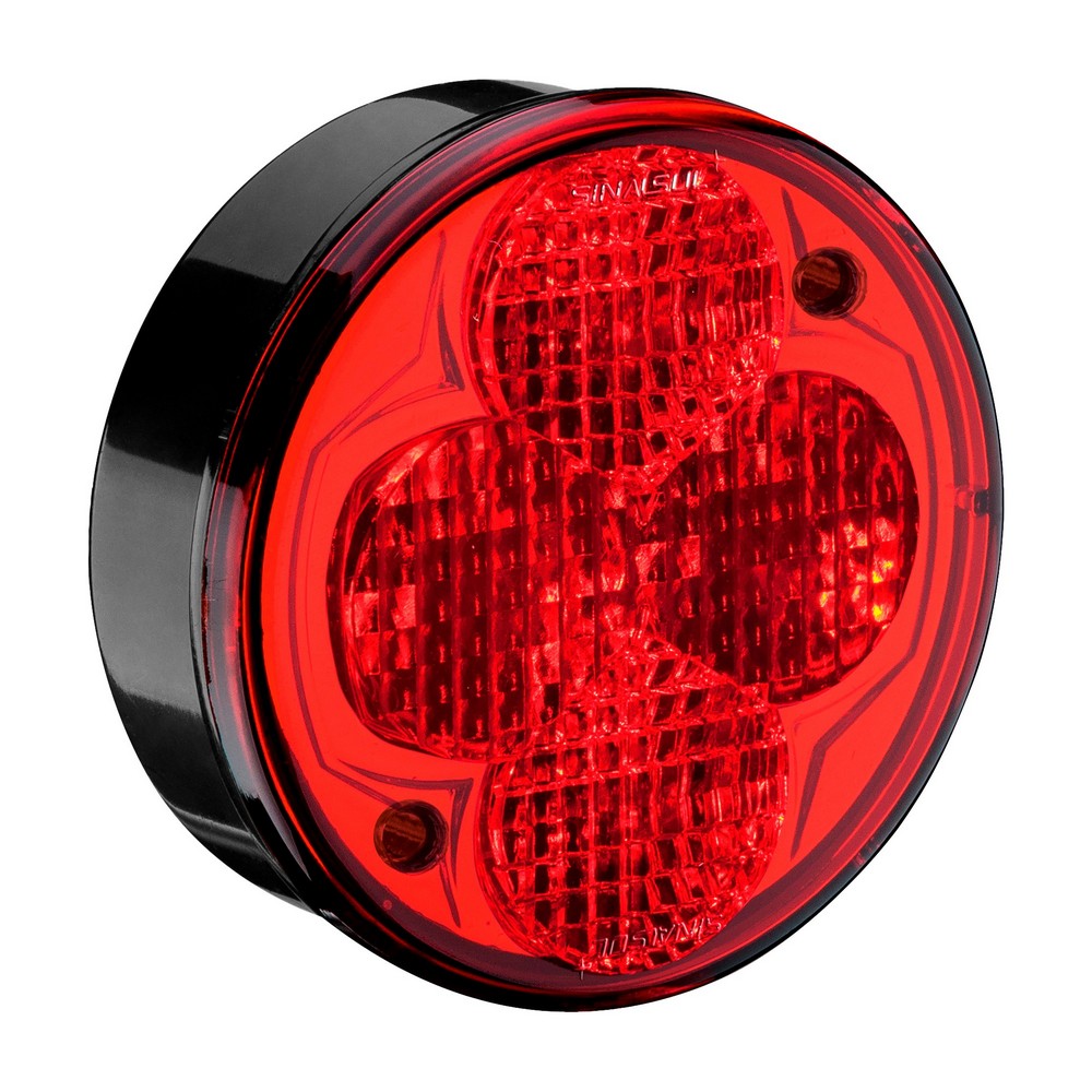Lanterna Vermelha 4 Leds 12V 3 Vias 75mm traseira Sinalsul 219212VM