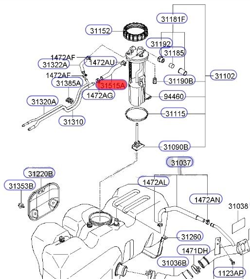 Mangueira Módulo Bomba Combustível Hyundai 313554F050
