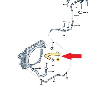 Mangueira Radiador superior Volkswagen 23B121101A