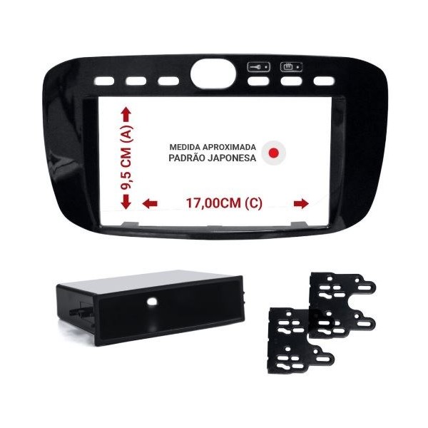 Moldura de Som 1/2 Din Black Piano Japonês Expex EPX397