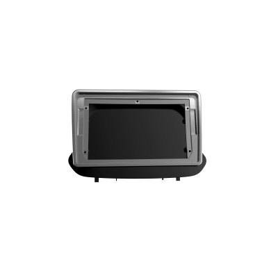 Moldura de Som 2 Din 9 Pol. Preto Fosco com Friso Prata Fiamon Sound 4252