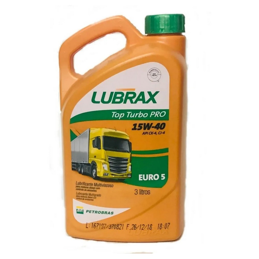 Óleo de Motor 15W40 Lubrax Top Turbo Pro Mineral 3 Litros Lubrax 1024968