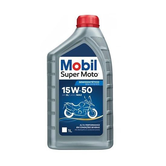 Óleo de Motor 15W50 Sl Moto 4T Super Moto Semi Sintético 1 Litro Mobil 123081