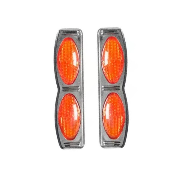 Protetor de Porta Luminoso Oval Duplo Base Cromada Laranja Shek Parts 05009