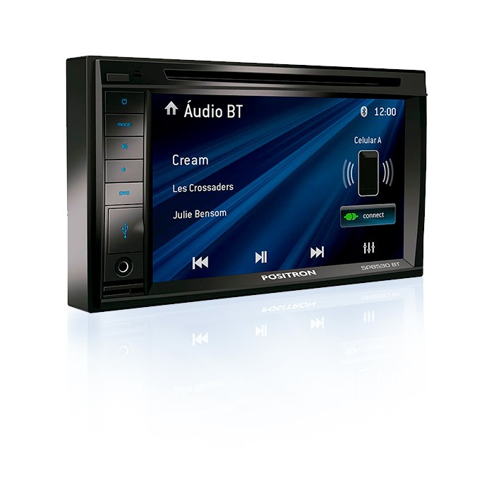 Reprodutor de Vídeo 6,2 Pol. 2 Din Touch/Bluetooth/Usb com Espelhamento Positron SP8530BT
