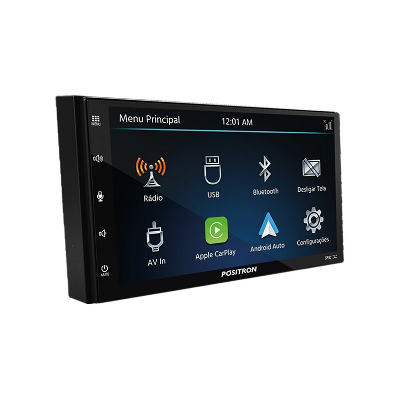 Reprodutor de Vídeo 7 Pol. 2 Din Touch/Bluetooth/Usb/Apple/CarAndroid Positron SP9010AC