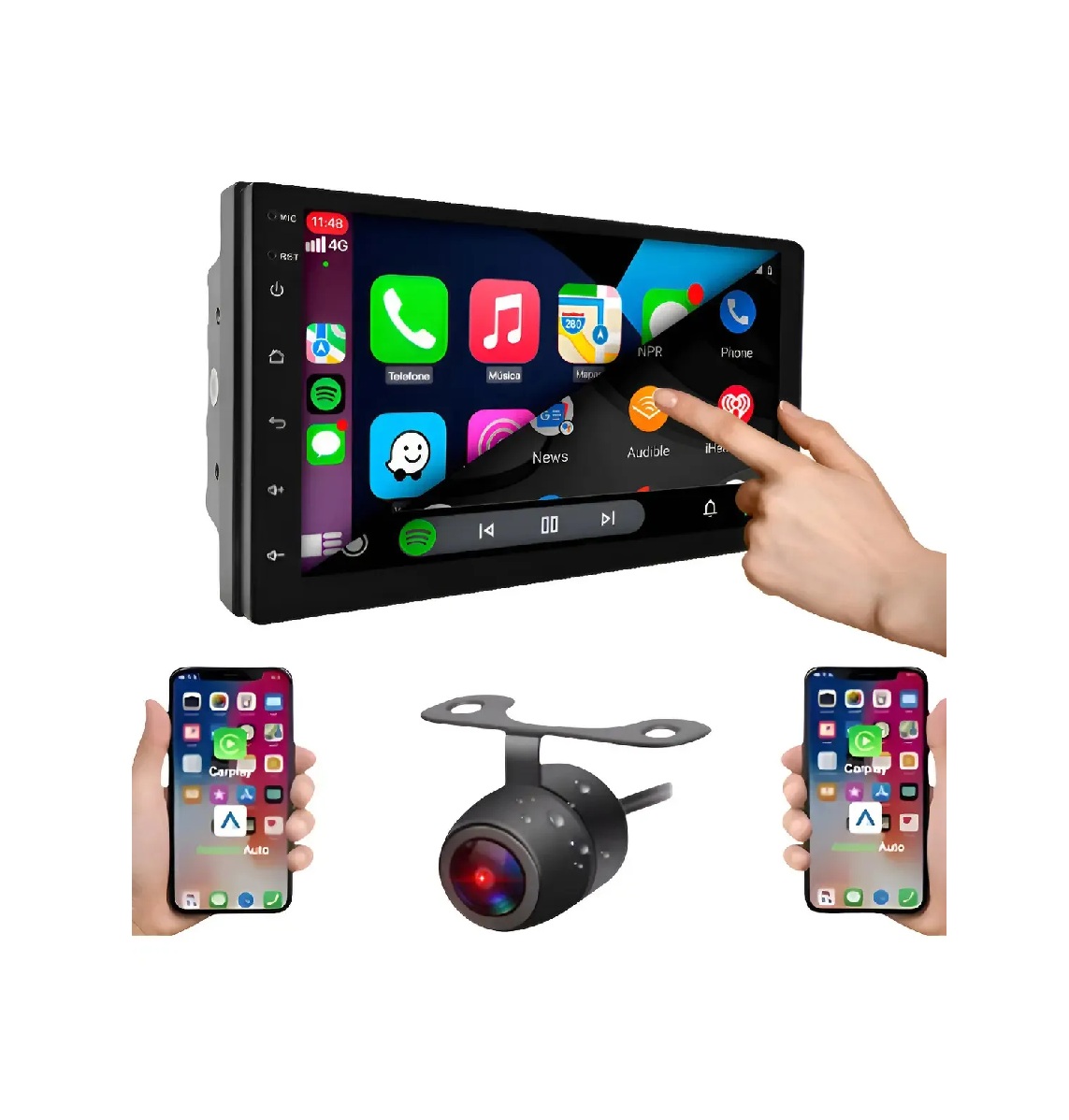 Reprodutor de Vídeo Universal Mp5 7 2 Din Usb/Bluetooth/Auxiliar/Fm/Mirror H Tech HT7023CA, foto 4