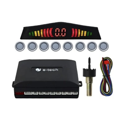 Sensor de Estacionamento Prata 8 Pontos Oem com Display E-Tech 192017