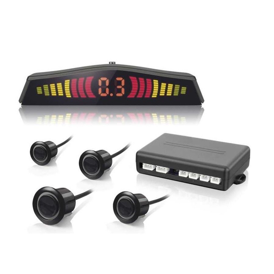 Sensor de Estacionamento Preto 4 Sensores Pontos com Display H Tech SE100B