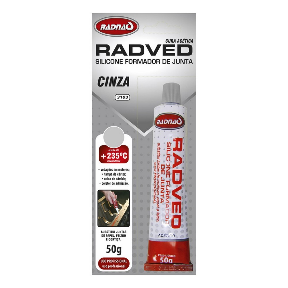 Silicone de Alta Temperatura Cinza 50g Radnaq RQ310312