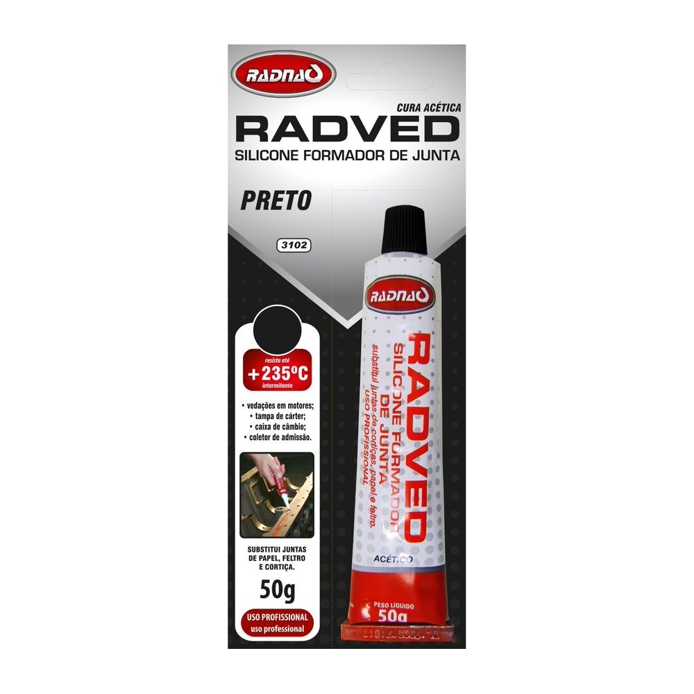 Silicone de Alta Temperatura Preto 50g Radnaq RQ310212