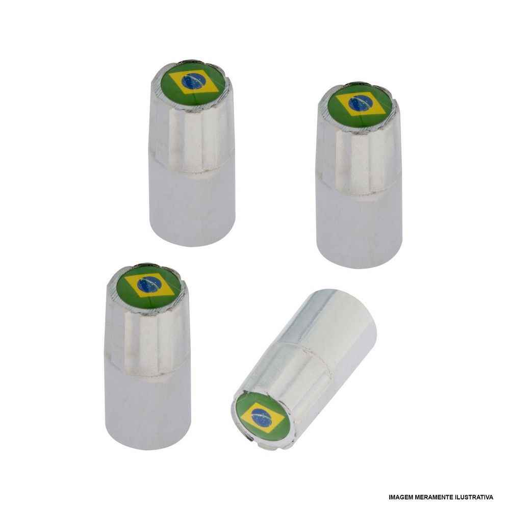 Tampa Válvula de Pneu Shek Parts Cromado Bandeira do Brasil Shek Parts 010002