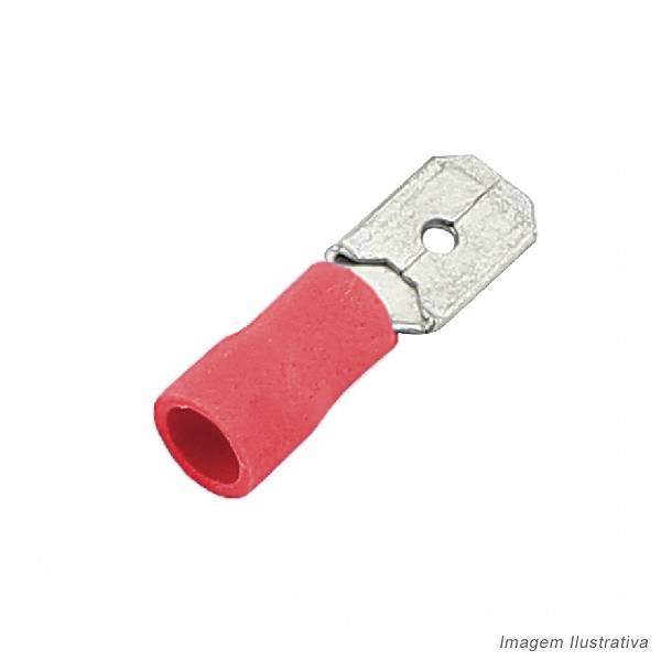 Terminal Macho (20 Unidades) 6,3mm com Capa Borracha Vermelha Vonder 2828020311