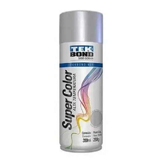 Tinta Spray Alumínio Alta Temperatura 350ml/250g Tekbond/Adespec 0213000001006LT