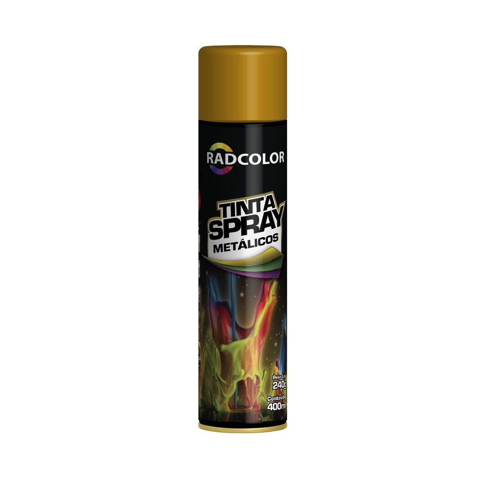 Tinta Spray Dourado 400ml/250g (Metalica) Radnaq RC212406