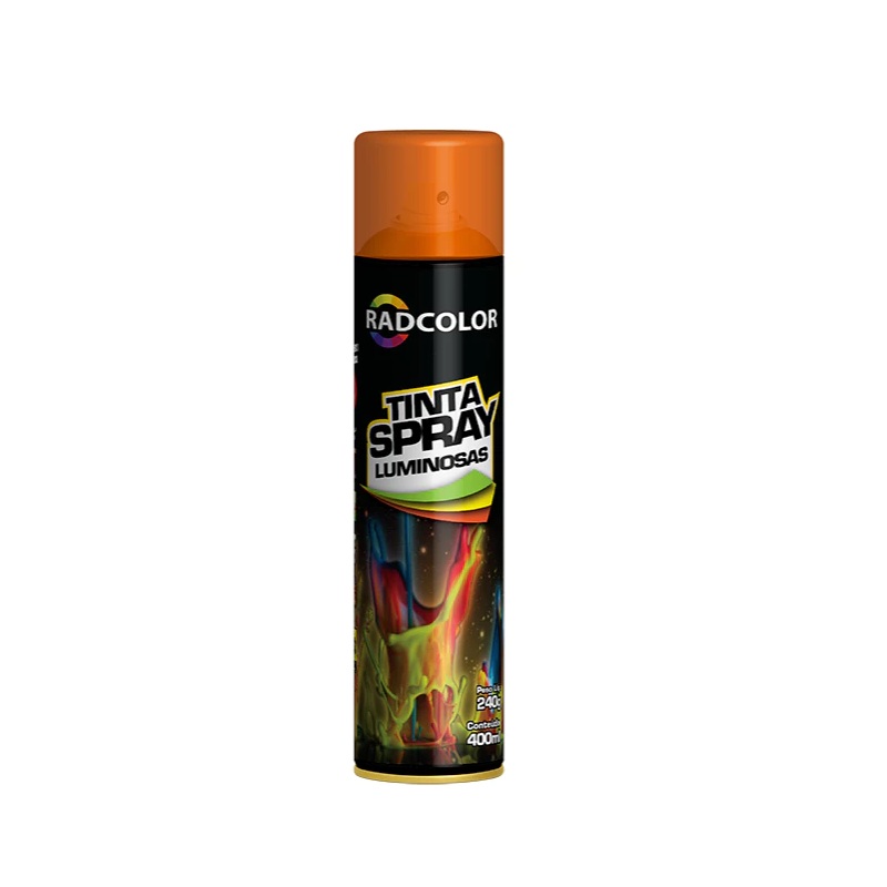Tinta Spray Luminoso Laranja 400ml/250g Radnaq RC220106