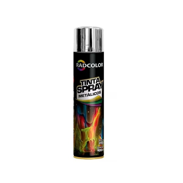 Tinta Spray Metalico Cromado 400ml/250g Radnaq RC212706