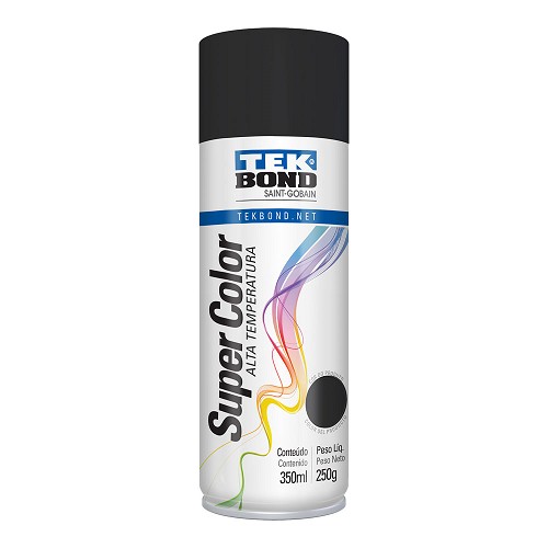 Tinta Spray Preto Brilhante Alta Temperatura 350ml/250g Tekbond/Adespec 0213000117006LT