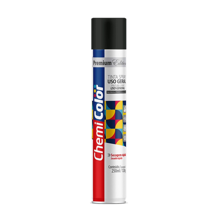 Tinta Spray Preto Brilhante Chemicolor 0680521