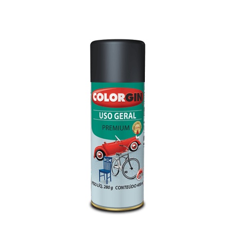 Tinta Spray Preto Fosco 400ml Colorgin 54001