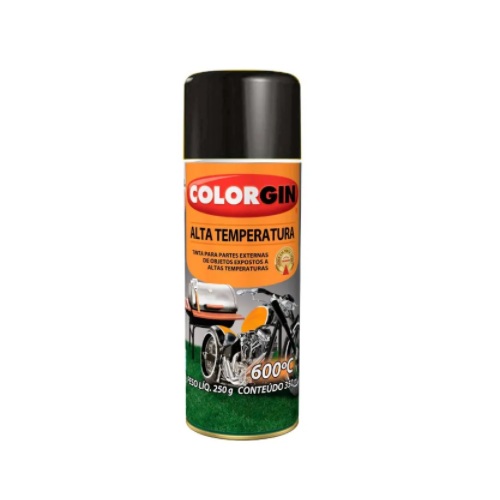 Tinta Spray Preto Fosco Alta Temperatura 300ml Colorgin 5722