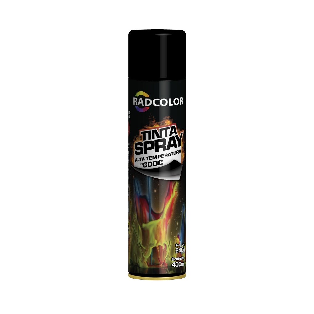 Tinta Spray Preto Fosco Alta Temperatura 400ml Radnaq RC210306