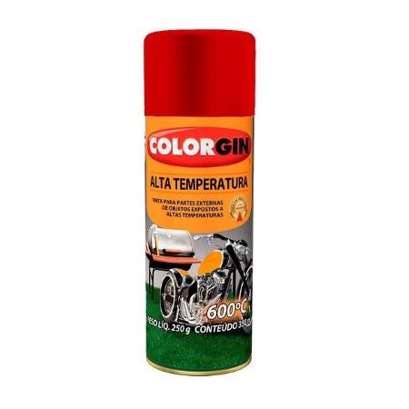 Tinta Spray Vermelho Fosco Alta Temperatura 350ml Colorgin 5725