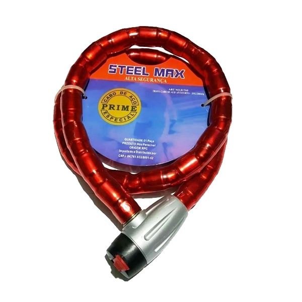 Trava Anti-Furto Articulada 25mm Vermelho LG Ferramentas 81704