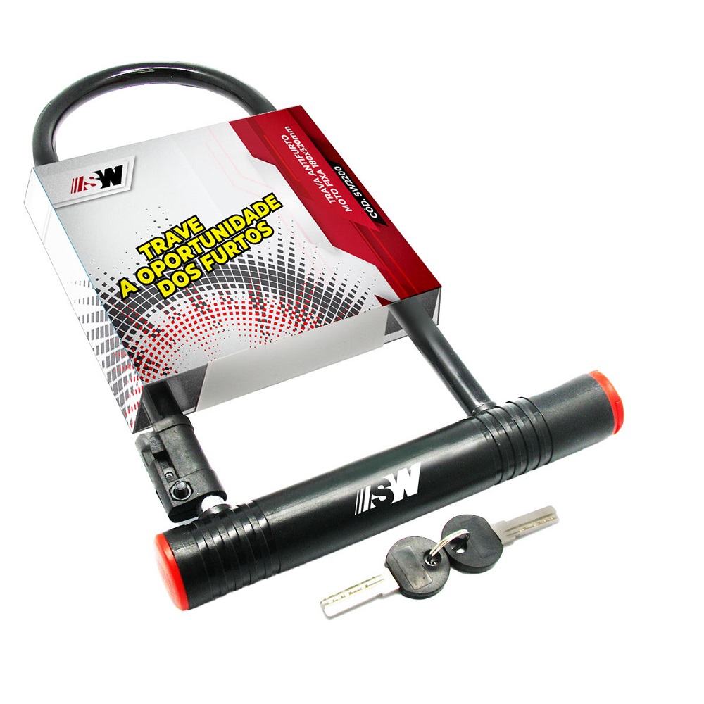Trava Antifurto para Moto Fixa 180X320MM SW SW2200