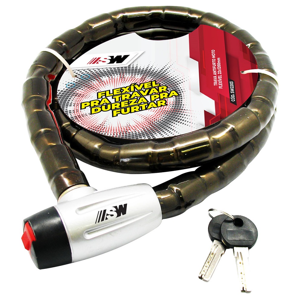Trava Antifurto para Moto Flexivel 22X1200MM SW SW2203